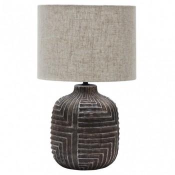 Distribuidor - Lâmpadas Diversas | Sobre Mesas Decoração | SOBREMESA CERAMICA VIC 1XE27 CHOCOLATE PANTALLA BEIS 40,5X24X24 CM Ref: 160171009